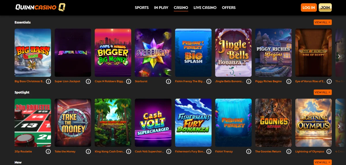 quinnbet online casino games
